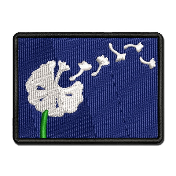 Dandelion Seeds Blowing Away Applique Multi-Color Embroidered Iron-On Patch - 2.0 Inch Mini