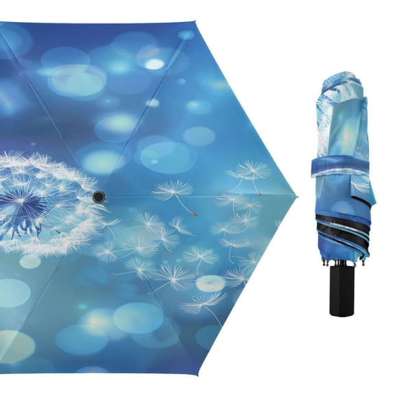 Dandelion Seeds Floating on Wind Compact Sun Umbrella Windproof Travel Umbrellas for Rain Strong Portable UV Protection