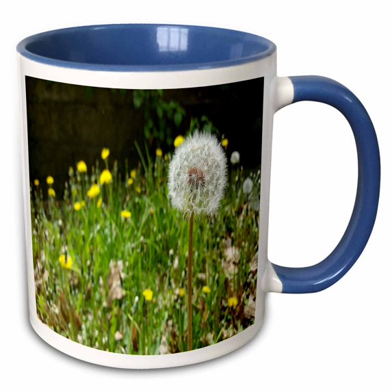 3drose, Dandelion Seeds Flower, 15oz Two-tone Blue Mug