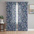 thumbnail image 1 of Dandelion Sheer Curtains 63 Inch Length 2 Panels Set, Navy Blue Flowers Modern Minimalist Spring Voile Window Treatment Rod Pocket Curtains Sheers Drapes for Bedroom/Living Room/Kitchen 52x"63"x2, 1 of 7