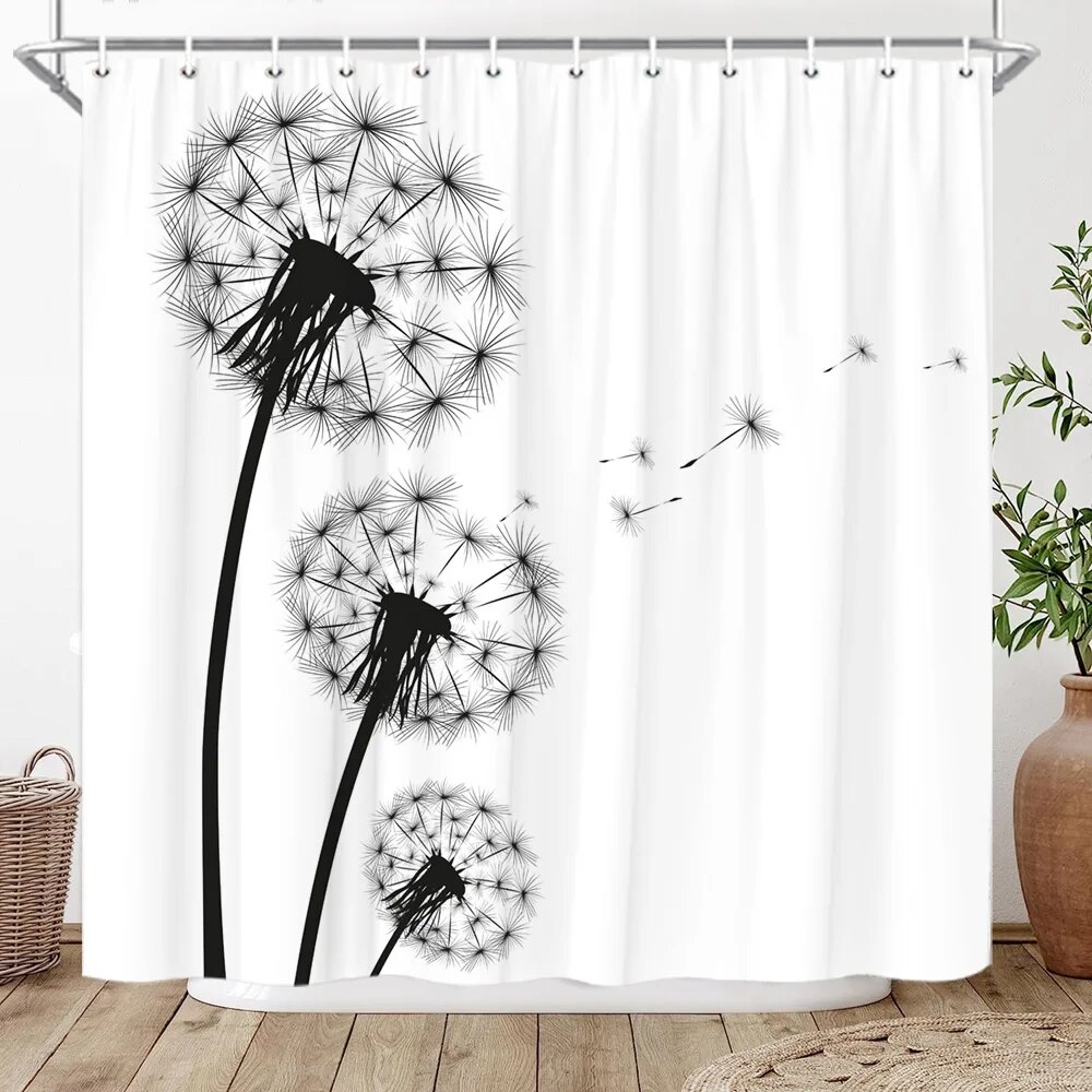 Dandelion Shower Curtain Farmhouse bath Curtain Farm Rustic Retro wood