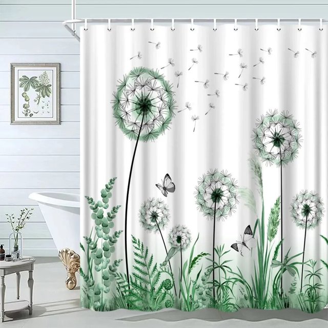 Dandelion Shower Curtain Farmhouse bath Curtain Farm Rustic Retro wood