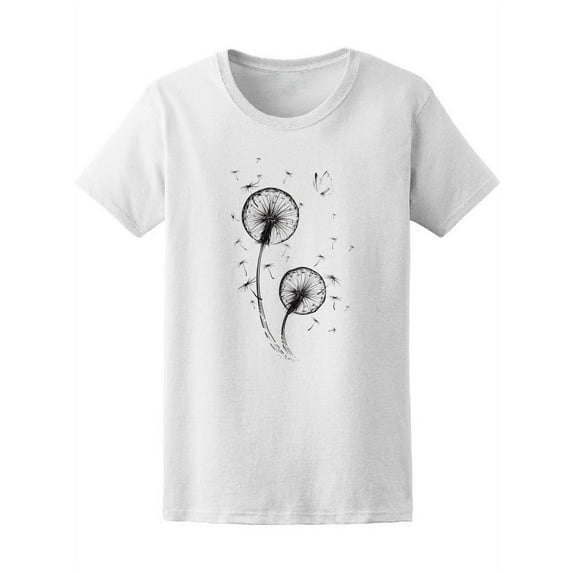 Dandelion Silhouette Sketch T-Shirt Women -Image by Shutterstock, Female x-Large