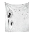 thumbnail image 1 of Dandelion Soft Flannel Fleece Throw Blanket, Blowing Away Floral Illustration Monochrome Arrangement Romantic Pattern, Cozy Plush for Indoor and Outdoor Use, 50" x 60", Black White, by Ambesonne, 1 of 5