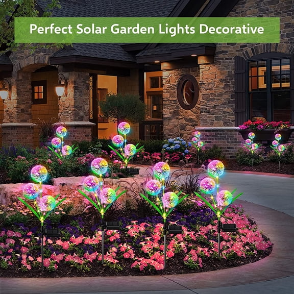 Dandelion Solar Lights Outdoor Garden Decor,2 Pack Upgraded Solar Garden Lights Decorative with 36 Colorful LED - IP65 Waterproof Solar Lights Outdoor for Yard,Lawn,Pathway and Wedding