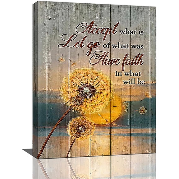 Dandelion Sunset Pictures Wall Art Rustic Dandelion Wall Decor Dandelion Inspirational Pictures Canvas Painting Framed Artwork for Bathroom Bedroom office 12"x16"