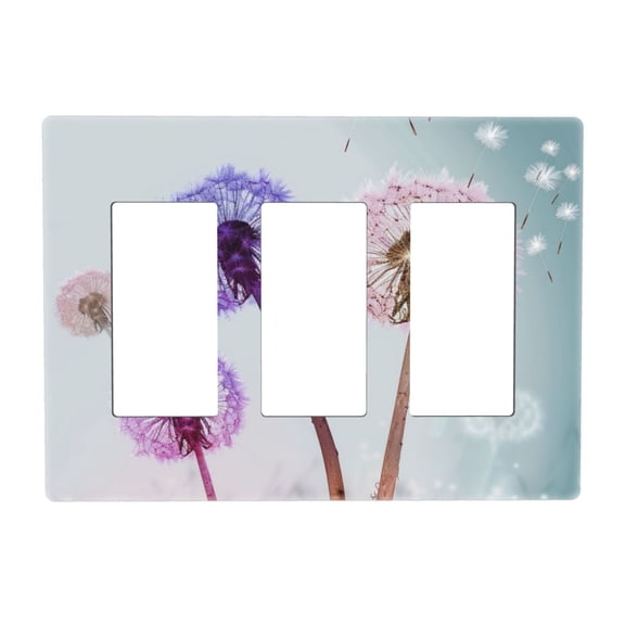 Dandelion Switch Cover Decorative Wall Plate 3-Gang Screwless Standard Size
