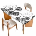 thumbnail image 1 of Dandelion Table Cloths for 4 Foot Rectangle Tables, Black White Modern Country Rustic Plants Patio Waterproof Elastic Fitted Tablecloths, Washable Rectangular Table Cover for Camping, 1 of 8