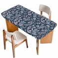 thumbnail image 1 of Dandelion Table Cloths for 6 Foot Rectangle Tables, Navy Blue Flowers Modern Minimalist Spring Patio Waterproof Elastic Fitted Tablecloths, Washable Rectangular Table Cover for Camping, 1 of 8