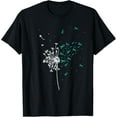 thumbnail image 1 of Dandelion Teal Ribbon Cool Ovarian Cancer Awareness Gifts T-Shirt, 1 of 3