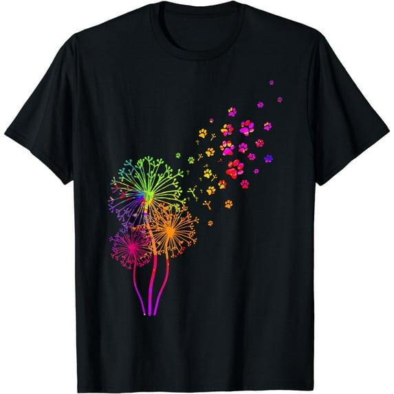 Dandelion Tie-Dye Dog Footprints T-Shirt