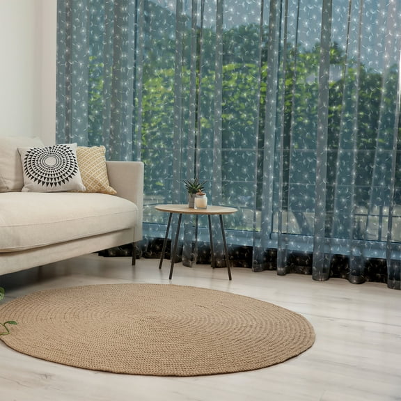 Dandelion Tulle Curtains with Rod Pocket, Abstract Floral Background Flourishing Nature Romantic Botanical Arrangement, Sheer Drape for Wedding Party 2 Panels, 7 Sizes, Indigo White, by Ambesonne