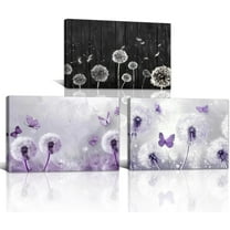 Dandelion Wall Art 3 Piece Blue Dandelion Pictures Wall Decor Abstract Flower Canvas Paintings for Living Room Bedroom Bathroom Farmhouse Decor Unframed