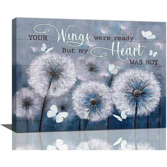 Dandelion Wall Art Dandelions Pictures Wall Decor Your Wings Were Ready But My Heart Was Not Canvas Prints Framed Artwork Home Office Decorations for Bathroom Living Room Bedroom Dinning Room 16"x12"