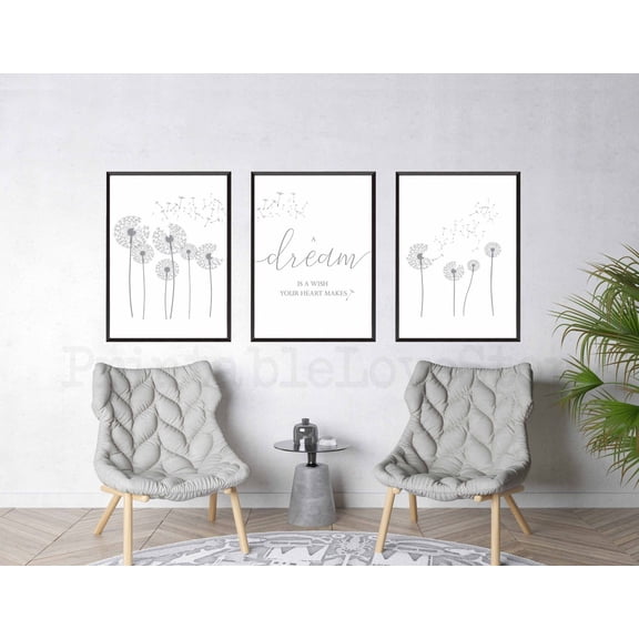 Dandelion Wall Art, A Dream Is a Wish of Your Heart, Prints, Wall Art, Dandelion Printable, Above Bed Art Prints, Decor Poster Printed Poster, Poster Only
