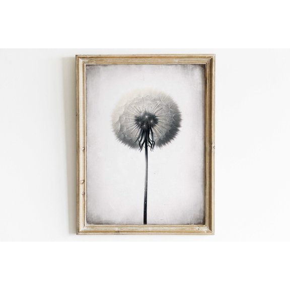 Dandelion Wall Art, Minimalist Dandelion Art Print, Vintage Flower Wall Art, Modern Farmhouse Wall Art, Botanical Print,PRINTABLE Floral Art
