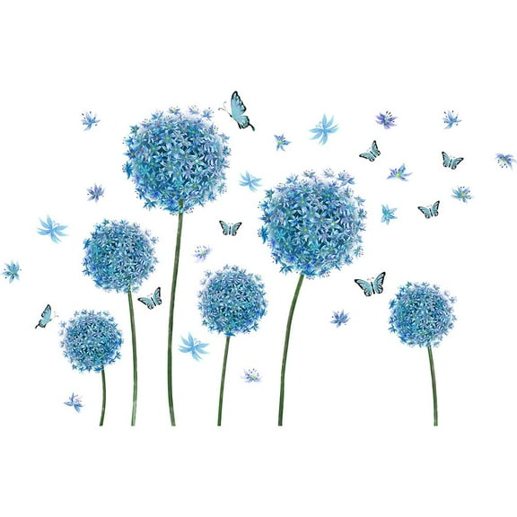 Dandelion Wall Decals Flower Stickers Murals Butterflies Wall Decor Removable Floral Wall Stickers DIY Wall Art Type 4