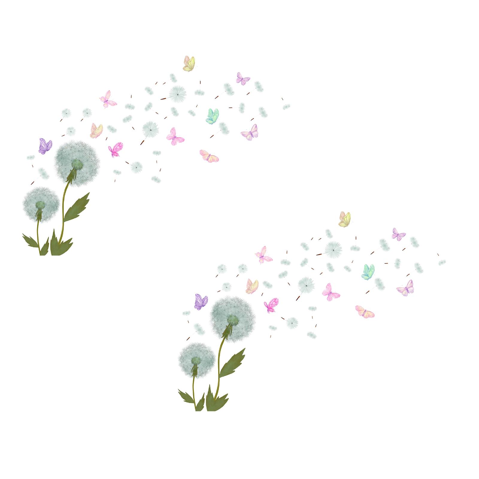 Dandelion Wall Decals Flying Flowers Butterflies Stickers Removable