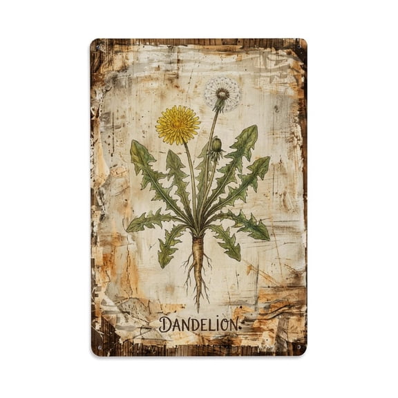 Dandelion Wild Weed Vintage Metal Tin Sign Plaque Wall Decor for Cafe, Club, Garden Metal Poster 8x12Inch