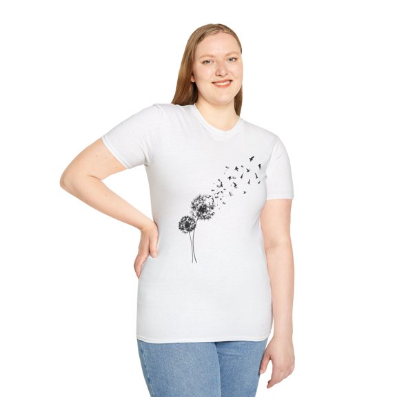 Dandelion Wildflower, Gildan Unisex Softstyle T-Shirt, Graphic Tee, S-3XL