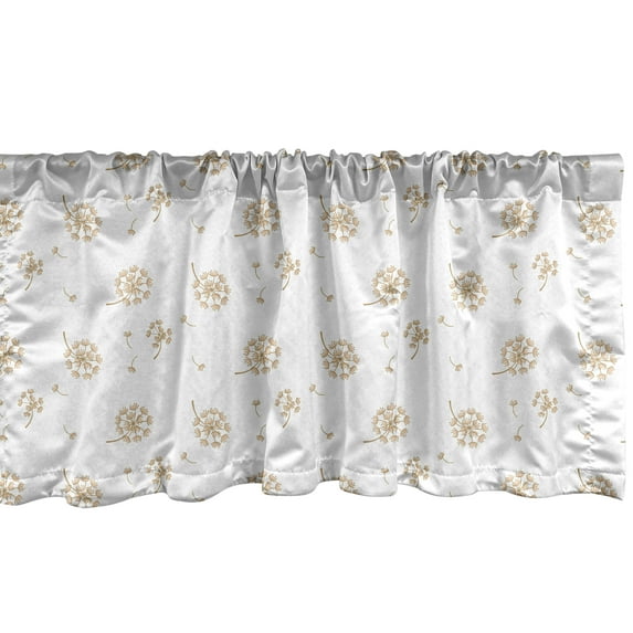 Ambesonne Dandelion Window Valance, Floating Botanical, 42" x 12", Camel and White