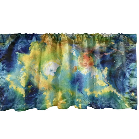 Dandelion Window Valance, Vintage Vibe Abstract Boho Inspired Drawn Flowers Grunge Feels Art, Curtain Valance for Kitchen Bedroom with Rod Pocket, 54" X 18", Dark Lavender Apple Green, by Ambesonne