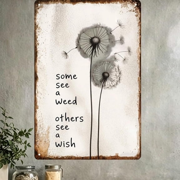 Dandelion Wish Metal Sign,A Meaningful Gift for Mom, 2026 New Vintage Rustic Tin Plaque, Inspirational Quote Wall Art Decor for Home Living Room Bedroom Farmhouse Decoration