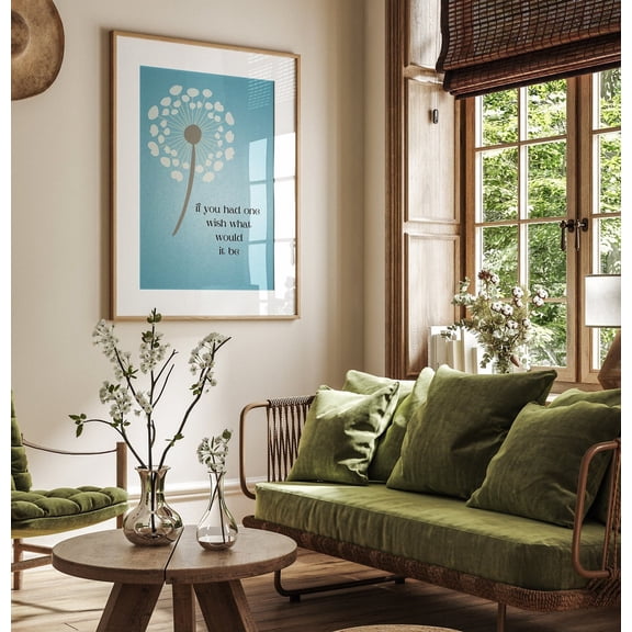 Dandelion Wish Quote Art Print, Modern Inspirational Home Decor Home Decor #994, Unframed Poster Size 8x12