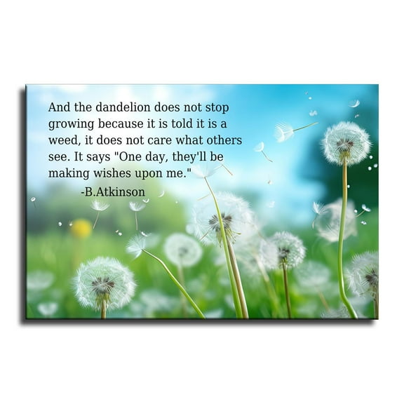 Dandelion Wish Quote, Motivational Inspiring Poster Canvas Wall Art Print Bedroom Wall Art Living Room Wall Art Wall Decor Gift