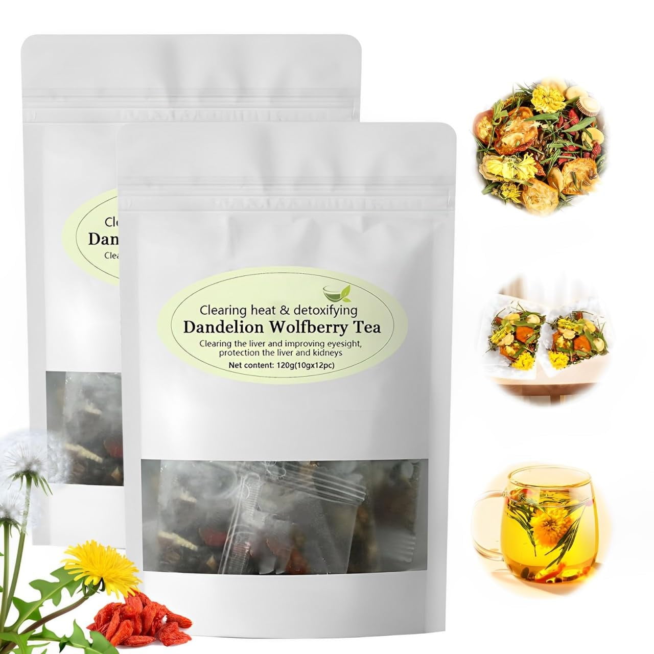 Teas For Kidney And Liver Health Dandelion Wolfberry Tea, Supports Kidneys & Liver Health Tea, Seven