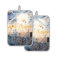thumbnail image 1 of ALAZA Dandelion and Moon Pot Holders Set of 2 Heat Resistant Kitchen Oven Mitts, 1 of 7