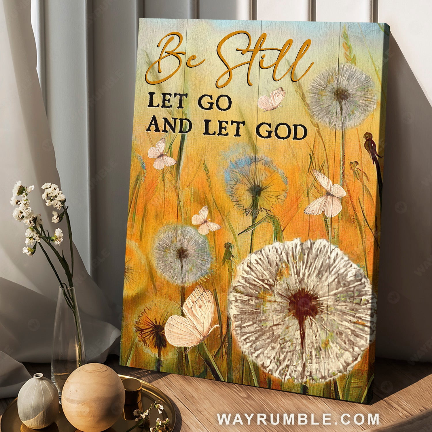 Dandelion field, White butterfly, Be still let go and let God - Jesus ...