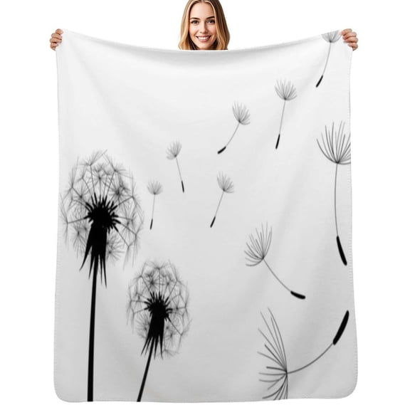 Dandelion silhouette Flannel Blanket Warm Soft Bedding Throws Winter Camping Chair Sofa Bed