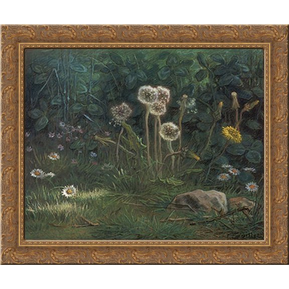 Dandelions 23x20 Gold Ornate Wood Framed Canvas Art by Millet, Jean Francois