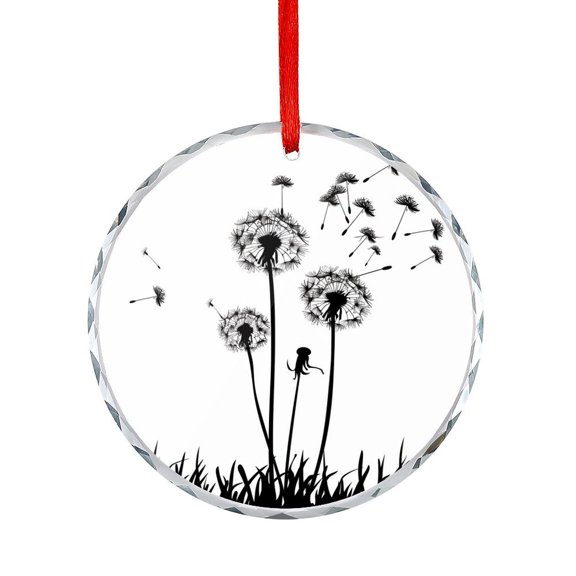 Dandelions Blowing In The Wind Glass Ornament Nature Plants Round Ornament for Home Office Xmas Tree Decor