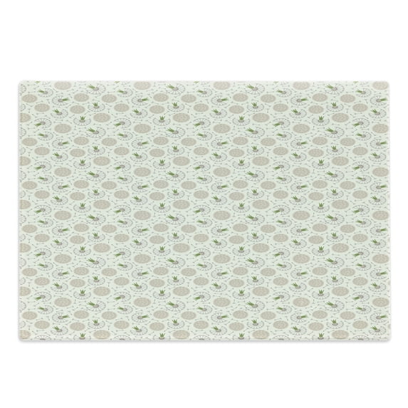 Dandelions Cutting Board, Floral Composition with Blowball Abstract Spring Season Illustration, Decorative Tempered Glass Cutting and Serving Board, Large Size, Beige Taupe Fern Green, by Ambesonne