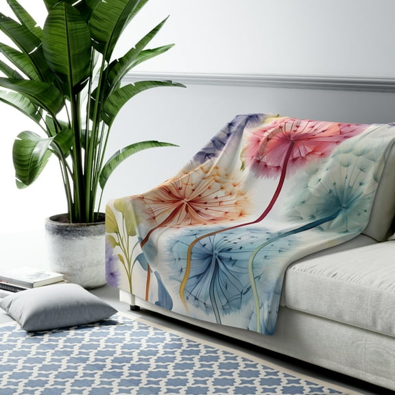 Dandelions Sherpa Fleece Blanket - Soft and Luxurious Bedding Essential