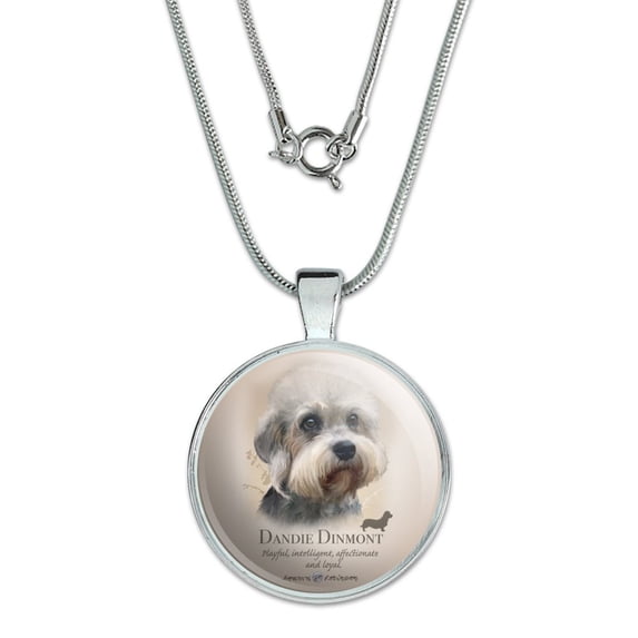 Dandie Dinmont Dog Breed 1" Pendant with Sterling Silver Plated Chain