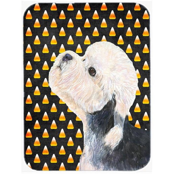 Dandie Dinmont Terrier Candy Corn Halloween Portrait Glass Cutting Board - Large