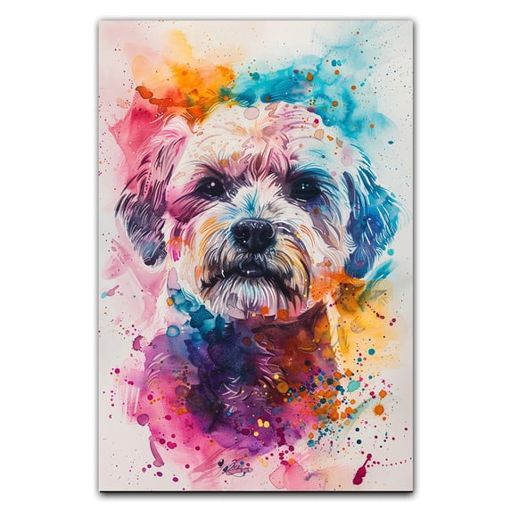 Dandie Dinmont Terrier Dog Poster Wall Art, Modern Cute Colorful Puppy Poster Dog Art Pictures Wall Decor for Kids Bedroom Nursery Decoration