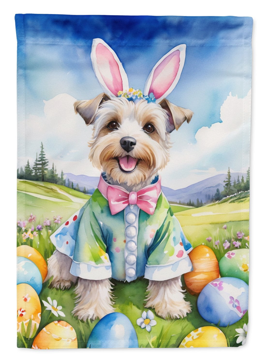 Dandie Dinmont Terrier Easter Egg Hunt Garden Flag 11.25 in x 15.5 in