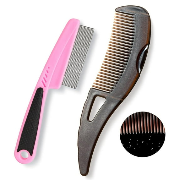 Dandruff Comb, Stainless Steel Fine Tooth Lice/Flea/Psoriasis Comb, Scalp Oil Buildup Removal Wide Hollow Tooth Button Hairbrush for Scalp Massage Care for Man Women and Kids