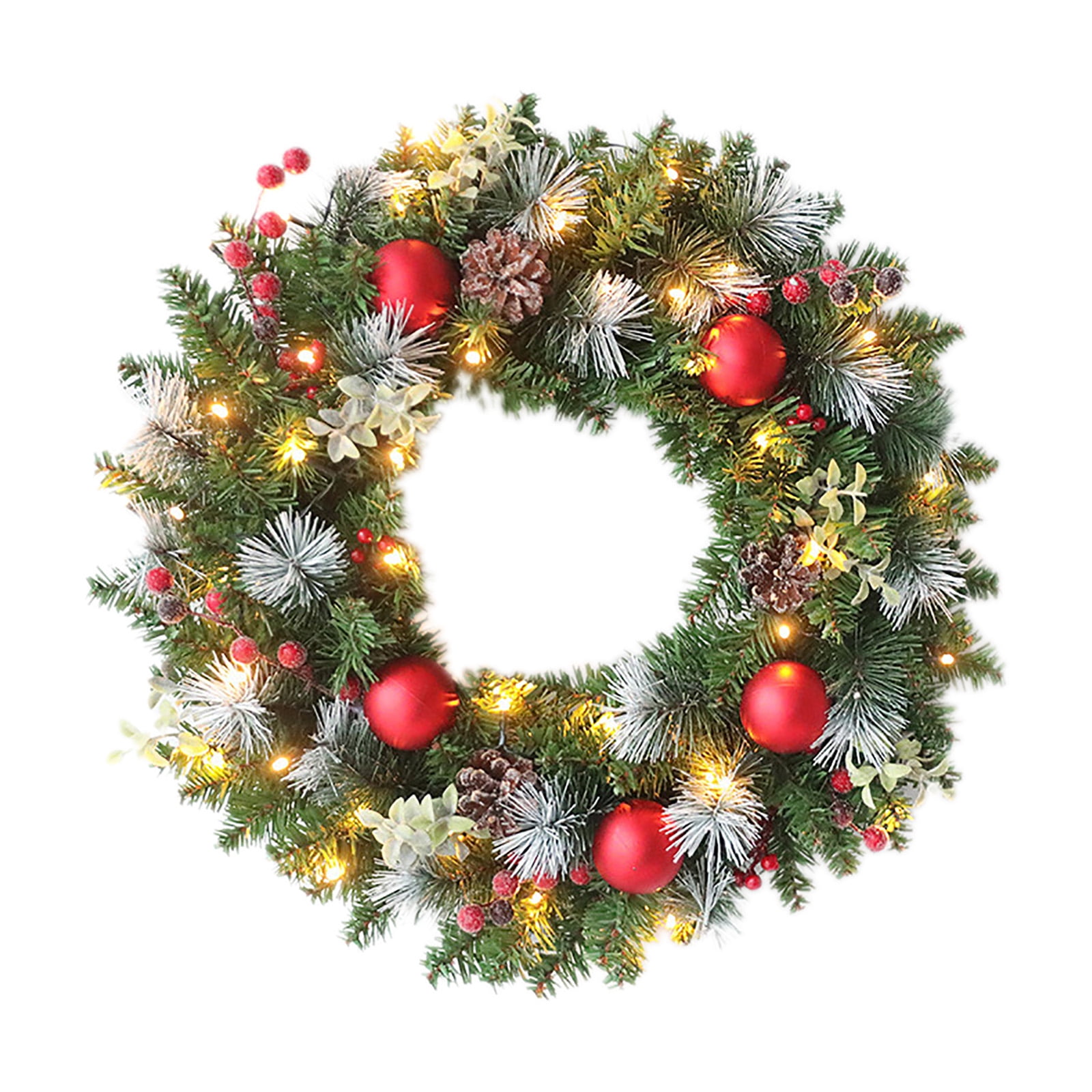 Dandstore 20Inch Christmas Wreath Prelit Handmade Christmas Wreath with