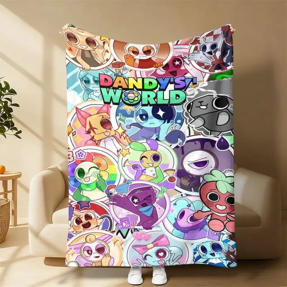 Dandy's World Cartoon Animal Sherpa Blanket, Character Art Collage ...