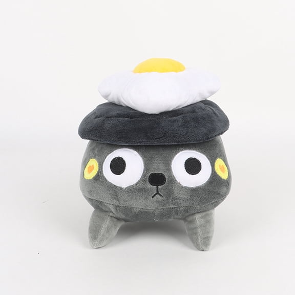 Dandy's World Grey Egg Plush Toy, 10.6" Soft Stuffed Egg Character Doll with Fried Egg Topping, Horror Game Collectible Plushie, Ideal Kids & Fans Gift for Birthday & Halloween