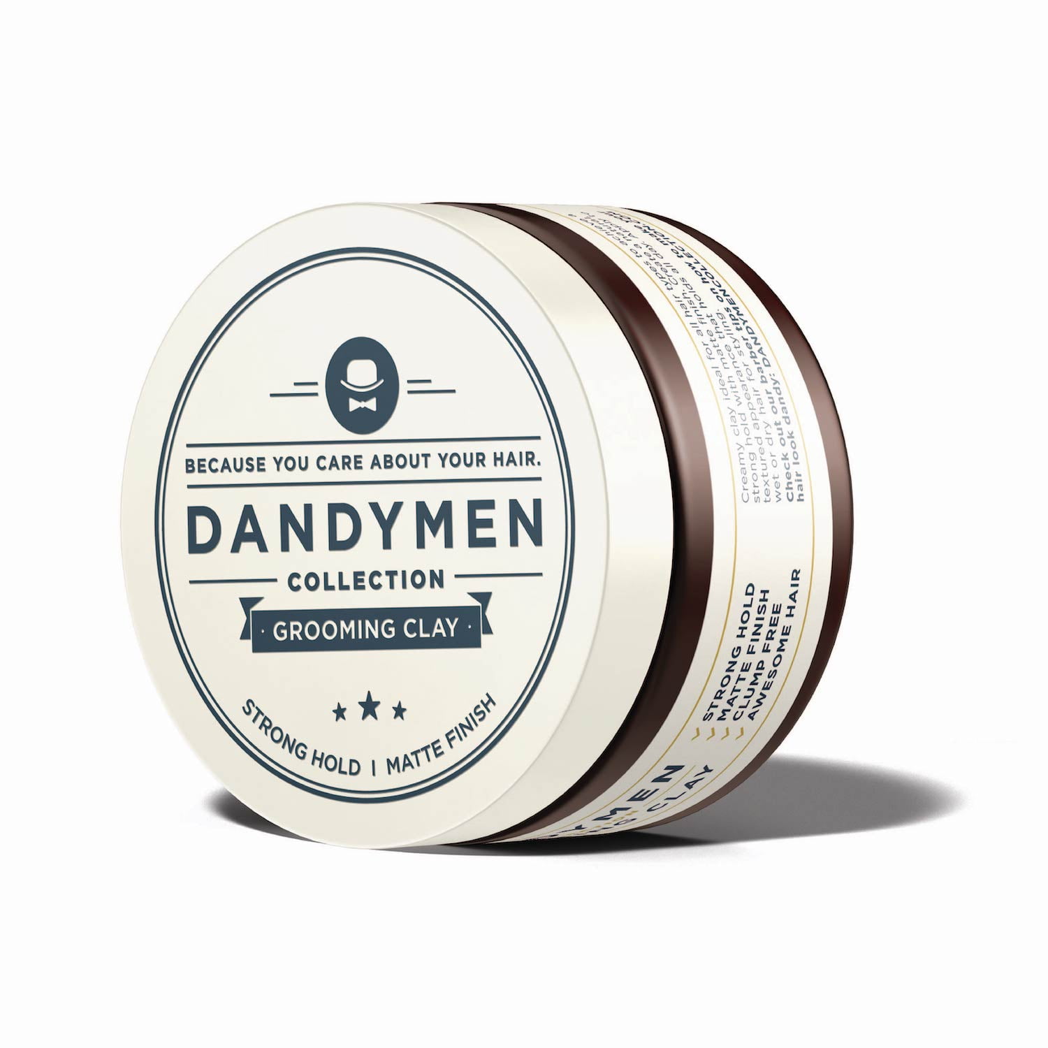 Dandymen Collection Mens Hair Grooming Clay, Strong Hold, Tobacco Vanilla, 3.4 oz