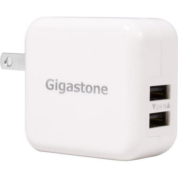 Dane Electric GS-GA-7200W-R 2.4 Amp Gigastone 2 Port Wall Adapter - White