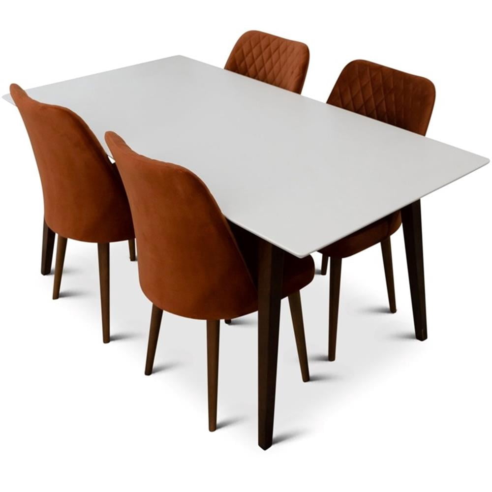 Dane Modern Solid Wood Walnut Kitchen & Dining Room Table and Chairs ...