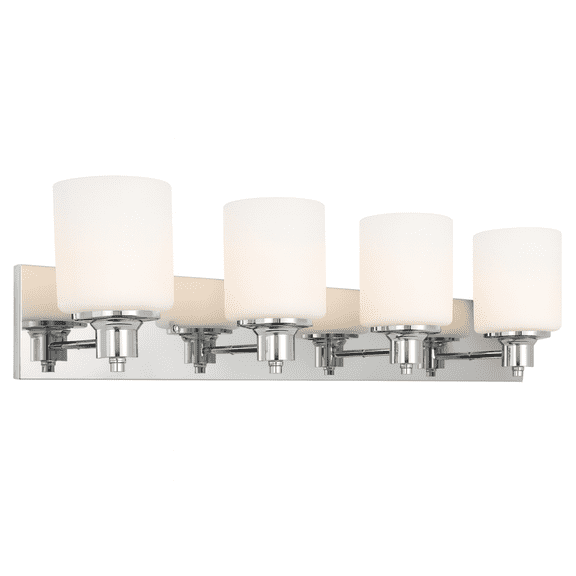 Design House Dane Traditional 4-Light Chrome Bath Vanity Light with Frosted Glass Shades