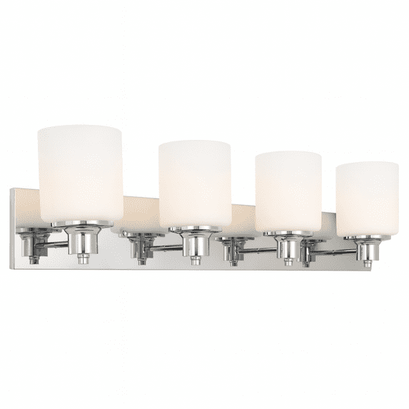 Design House Dane Traditional 4-Light Chrome Bath Vanity Light with Frosted Glass Shades